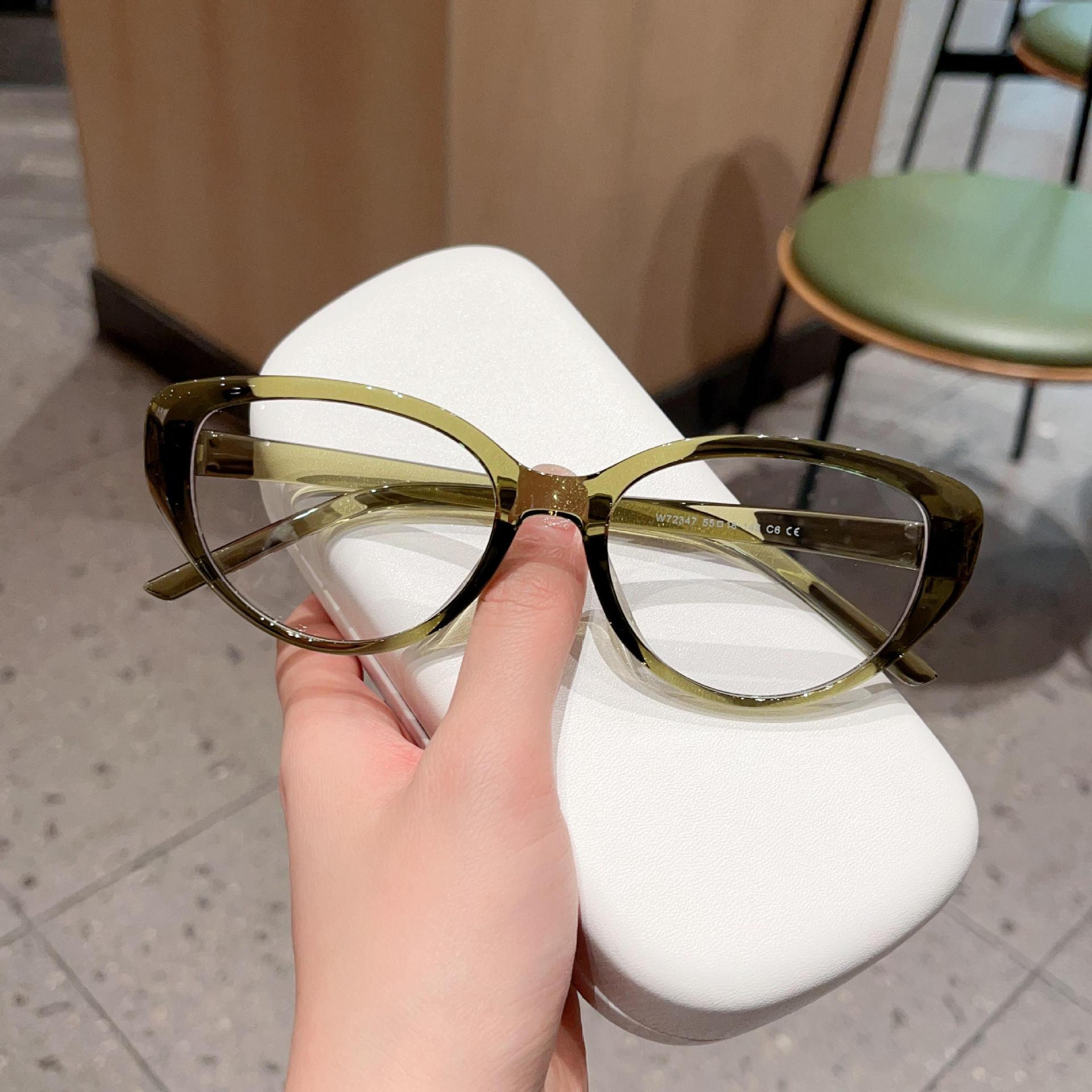 

Модные ретро-оправы для очков TR90 «кошачий глаз» для женщин-пользователей сети без макияжа могут быть оснащены очками по рецепту