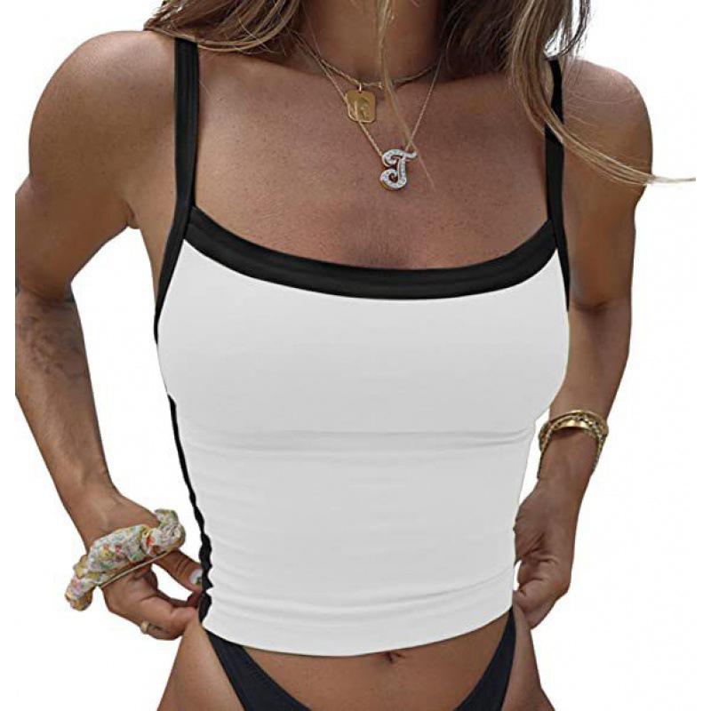 

2025 Summer Color Block Backless Crop Tank: Hot Girl Slim Fit Camisole L синій