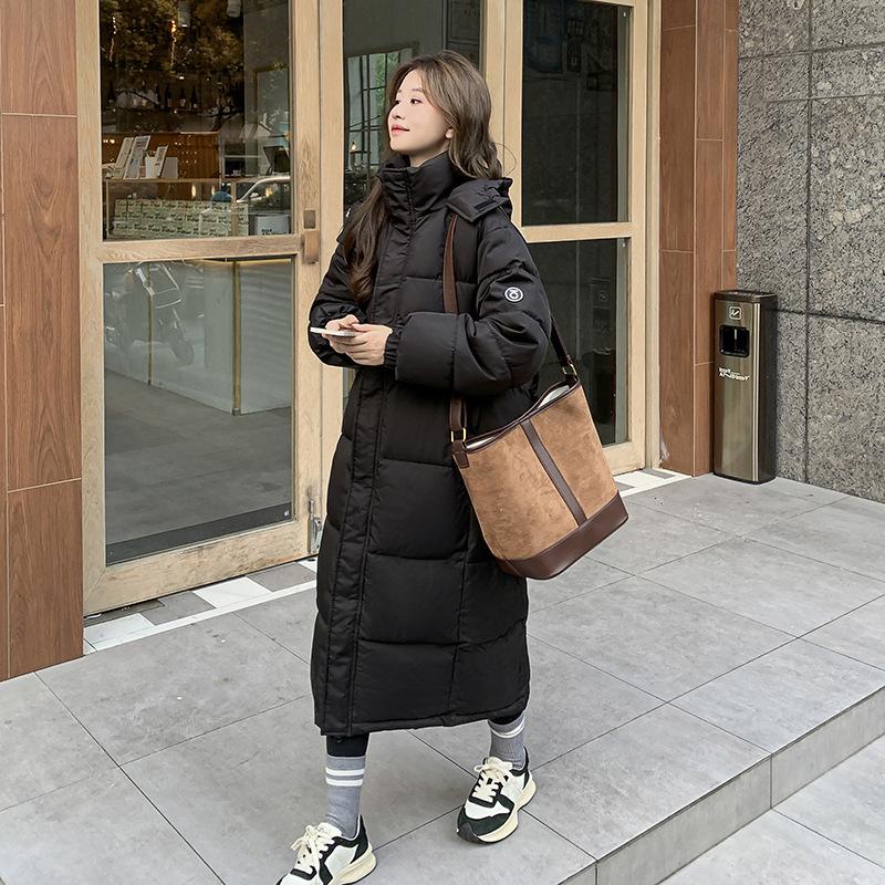 Winter New Korean Popular Thickened Padded Jacket, Medium and Long Knee-length Loose Padded Jacket