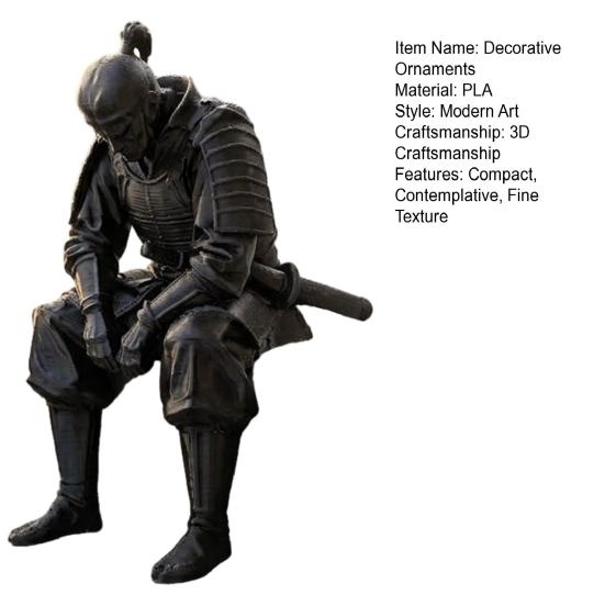Industrieller Stil Regal Akzente 3D Gedruckte Kontemplative Kriegerfigur, Sitzende Kanten-Sitzende Statue, Schreibtischornamente für Büro Schreibtischornament Zuhause