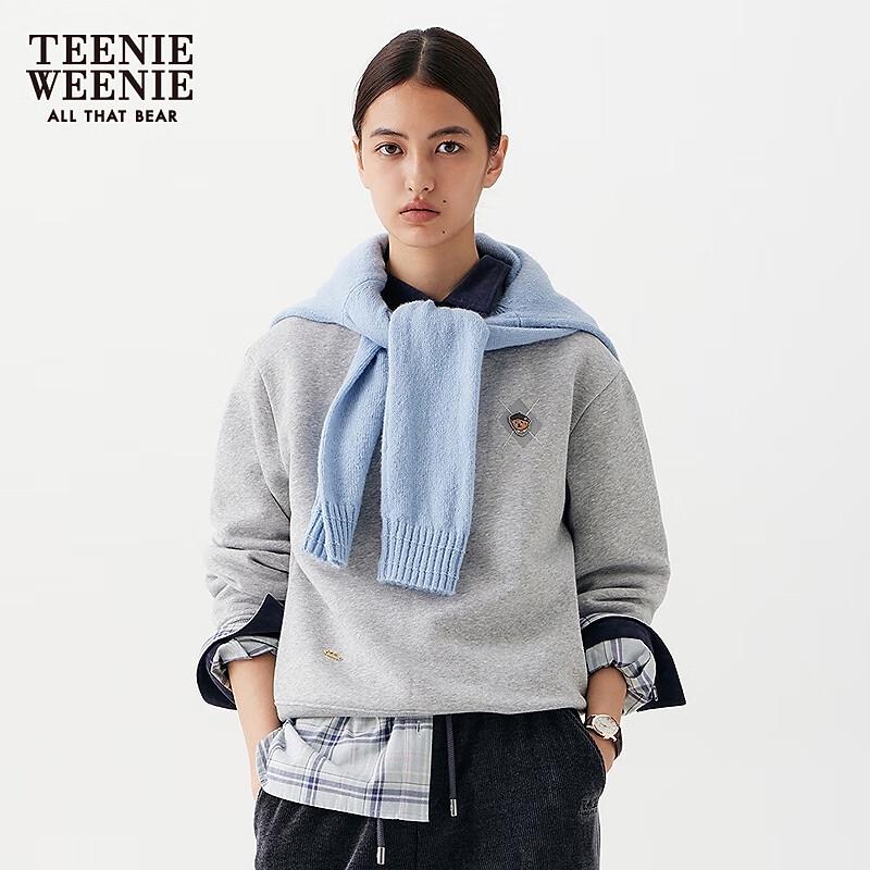 Teenie Weenie Women's Bear Embroidered Round Neck Sweatshirt