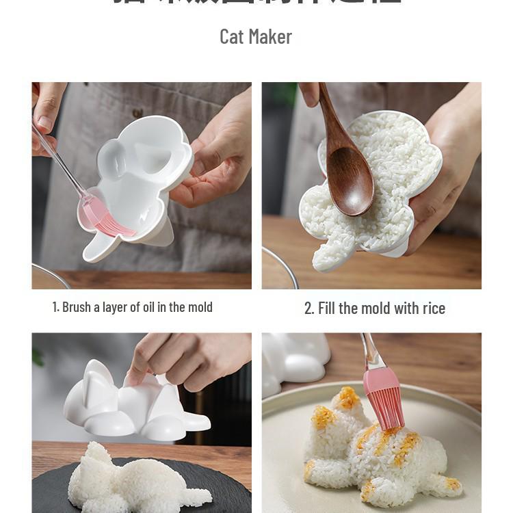 Cute Kitty Onigiri Rice Mold for Kids - Japanese Style Sushi Tool