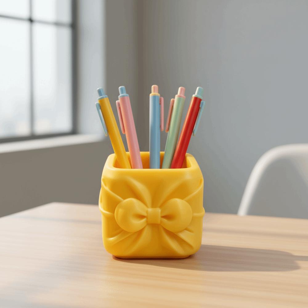 Stationery Storage 3D Printed Pen Stand Desktop Organizer Bowknot Pen Container Study Room Decor