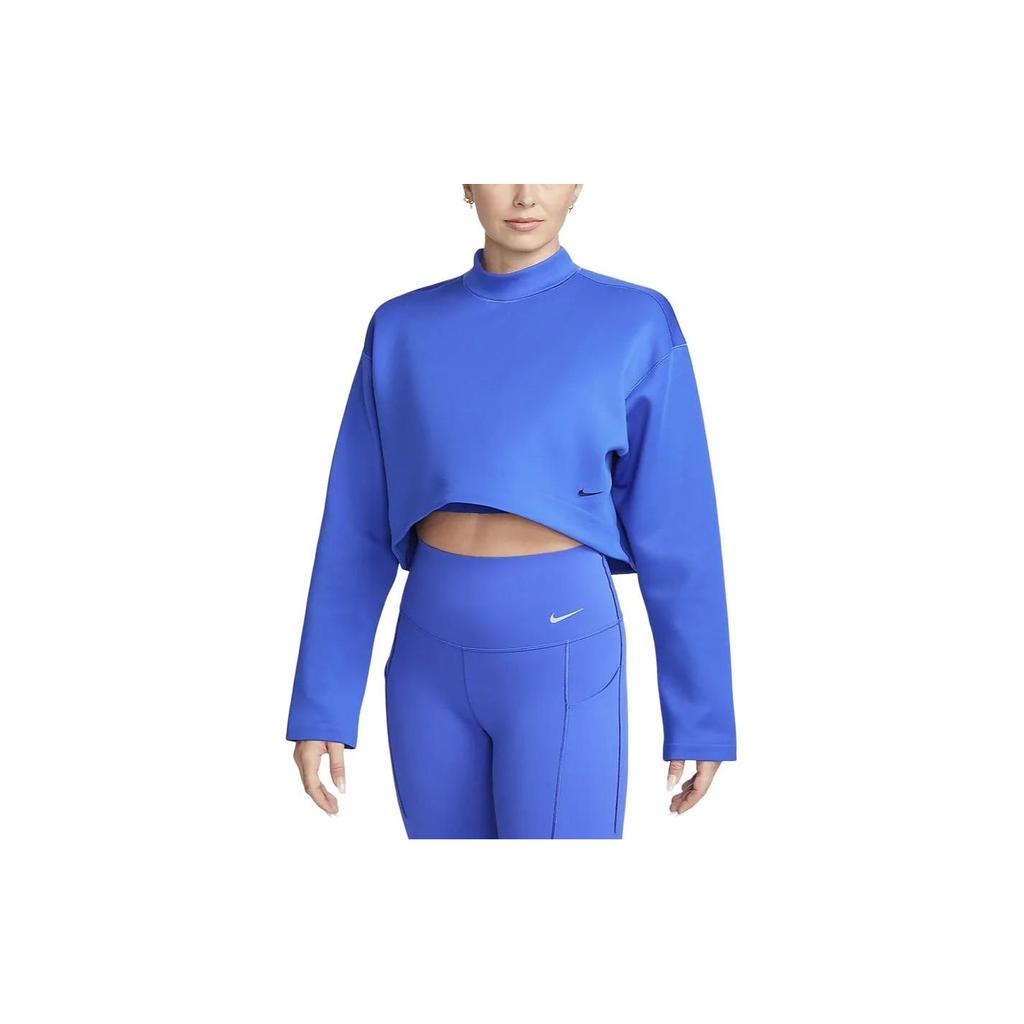 Nike Prima Futuremove Solid Color Short Loose Casual Sweatshirt Women tops Blue FN2793-405