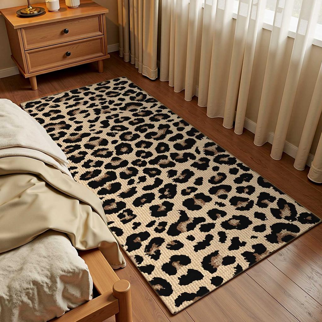 Living Room Carpet Large Area Bedroom Bedside Soft Furry Floor Mat Animal Print Imitation Leather Home Decoration Rugs