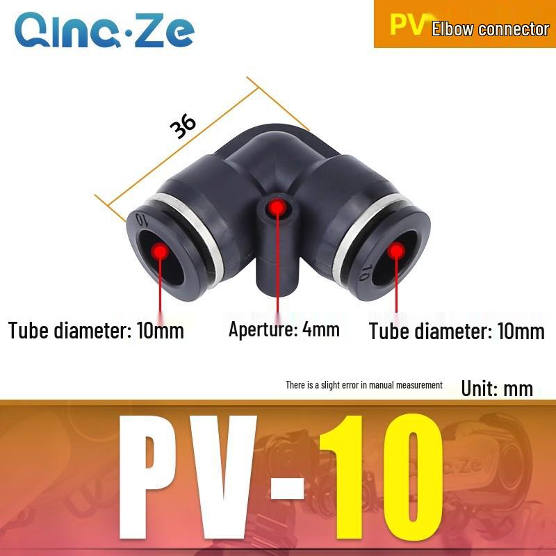 Right Angle PVC Pneumatic Air Tube Connector - 90° L-Shaped Elbow, Quick Insert, 4/6/8/10/12mm