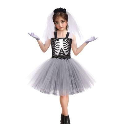 Halloween Umhang für Mädchen Plaid Ärmelloses Kleid 2-teiliges Set