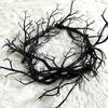 Halloween Black Branch Wreath for Front Door 18 Inch Spooky Gothic Artificial Twig Wreath for Indoor Outdoor Wall Window Halloween Decor