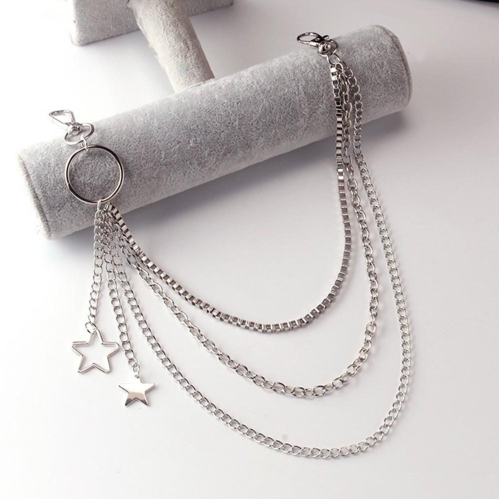 Fashion Punk Street Keychains Chain Skull Tassel Women Men Belt Chain Hip Hop Moon Star Biker Pants Chain Bag Accessories