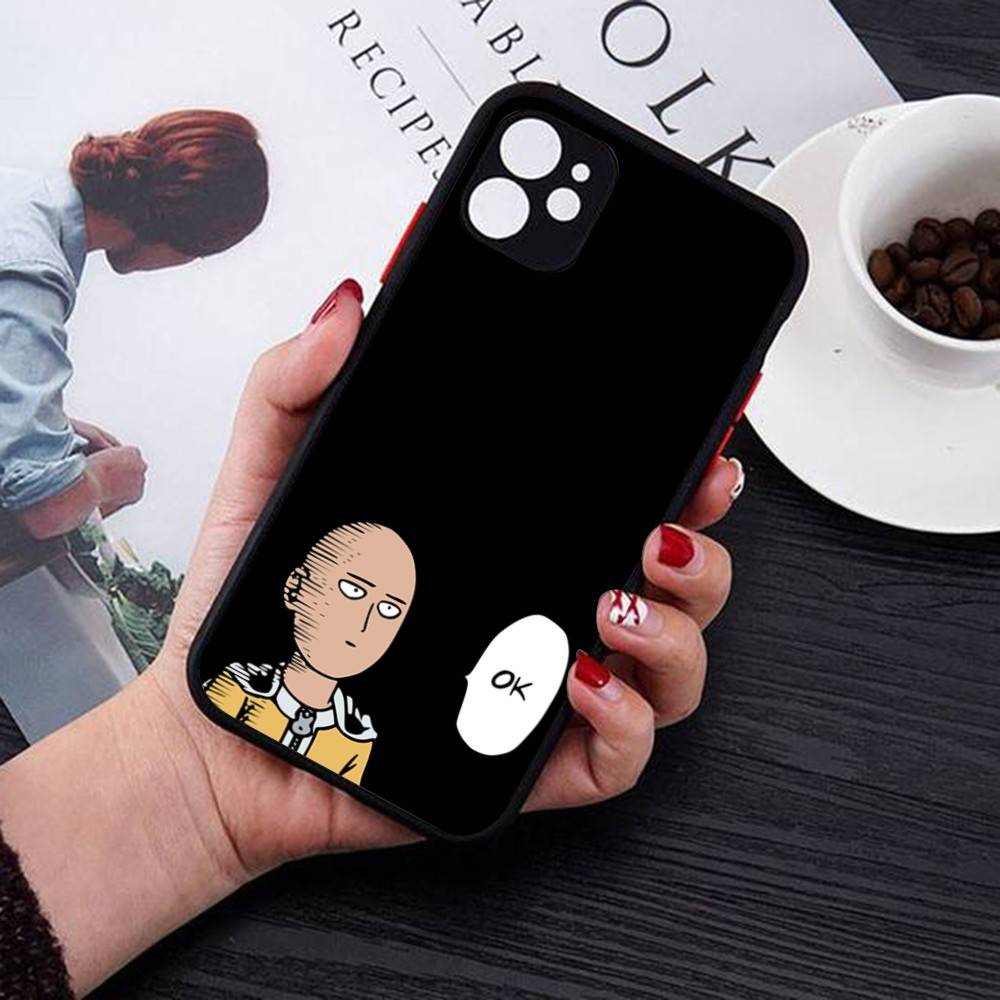One P-Punch Man Saitama Phone Case For IPhone 14 11 12 13 Mini Pro Max 8 7 Plus X XR XS MAX Translucent Matte Cover