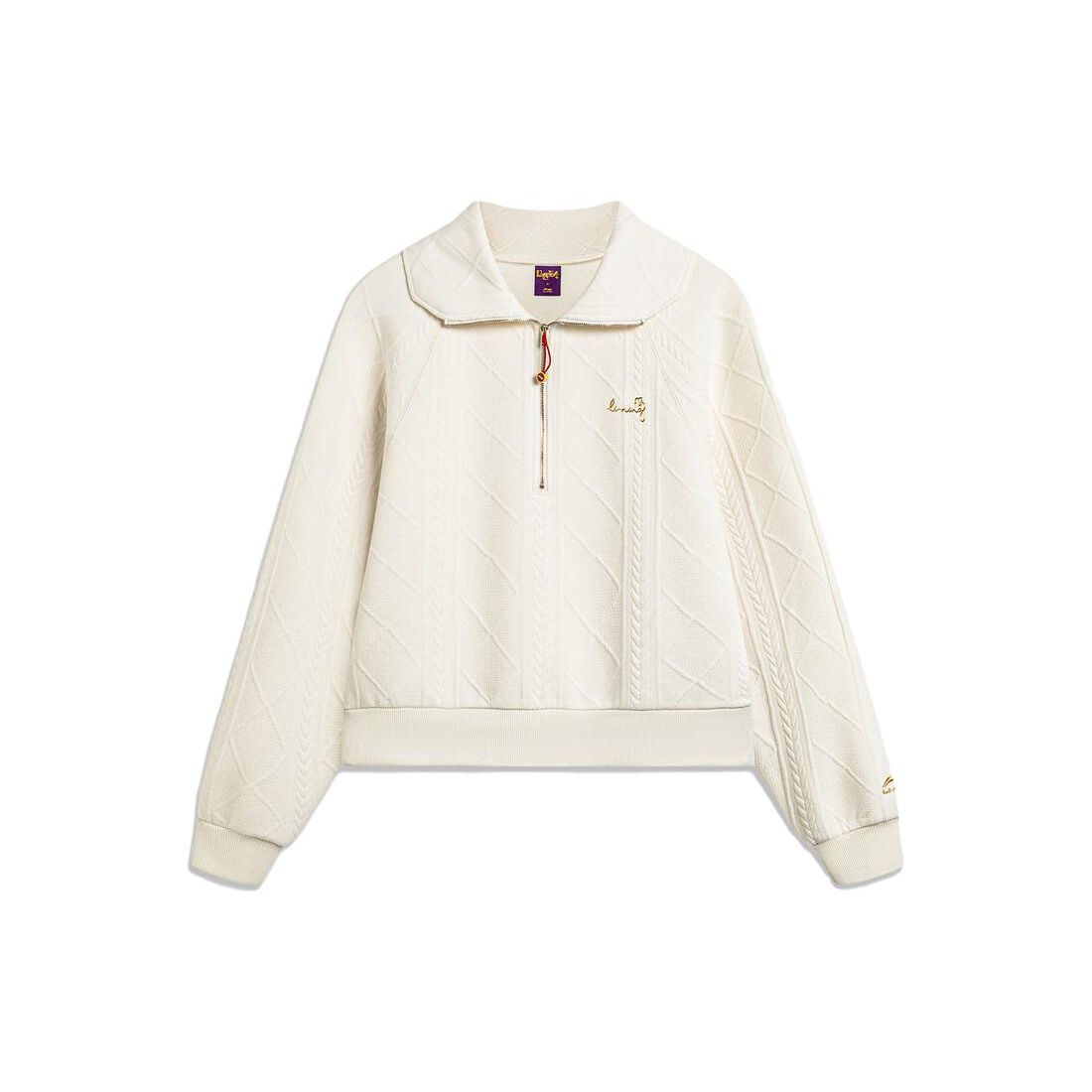 Li-Ning Rijindoujin Women s Half-Zip Collar Sweatshirt White AWDU048-4 XL