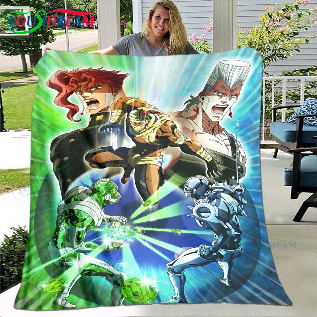 Cartoon J-JoJo’s Bizarre Adventure Blanket,Flannel Throw Blanket for Bed Sofa Picnic Office Hiking Leisure Nap Birthday Gift
