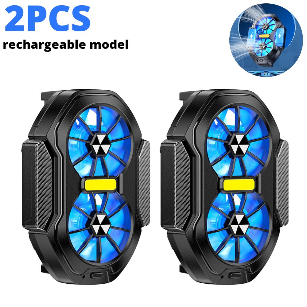 1/2pcs FS01 Dual Fan Mobile Phone Cooler Type-C Cell Phone Cooling Fan Plug-in Rechargeable Mobile Phone Radiator for Gaming