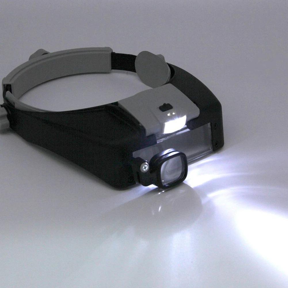 Hands-Free LED Magnifying Glasses Head Mount 1.5X 6X 8X Loupe for Close Work Soldering Watch Repair Hobby