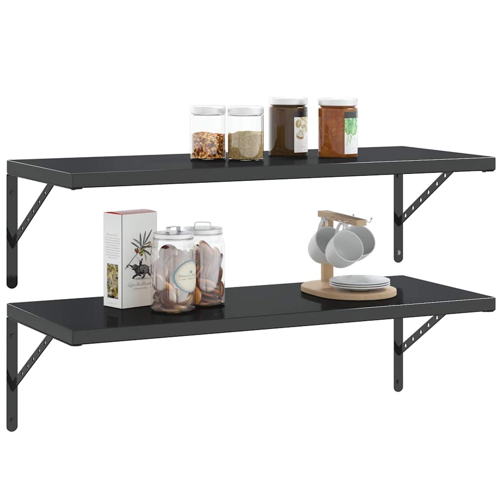 Shelf Brackets 4 pcs 40 x 2.5 x 25 cm Black Stainless Steel