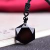 Obsidian Pendant, Pendulum, Energy Stone, Obsidian Hexagram Necklace, Men's and Women's Sweater Chain Accessories