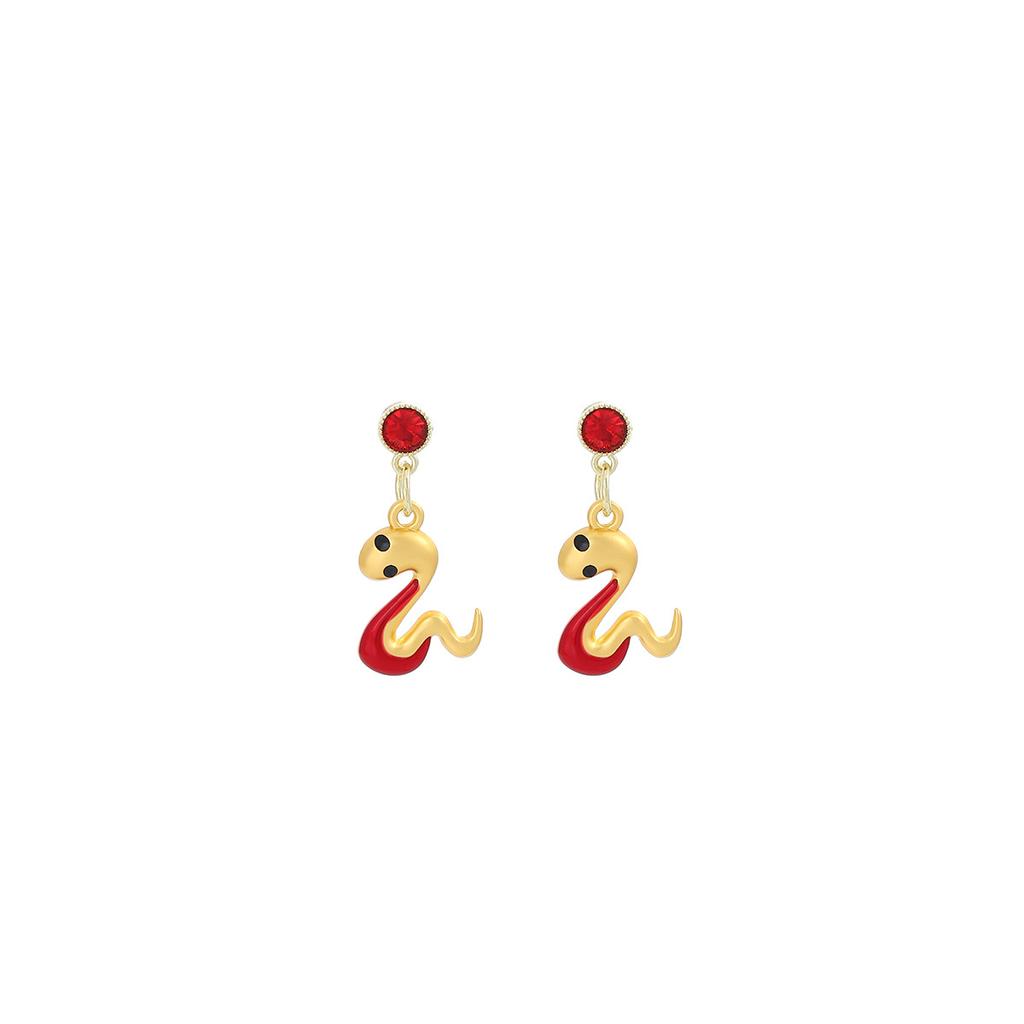 Year Of The Snake With Diamonds, Zodiac Snake Earrings, Retro Autumn And Winter High-End Fashion Temperament Earrings
