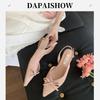 DAPAISHOW 2025 Niche Bag Head Sandals Temperament Elegant Bow Pointed Head Light Mouth Wedge Heel High Heels