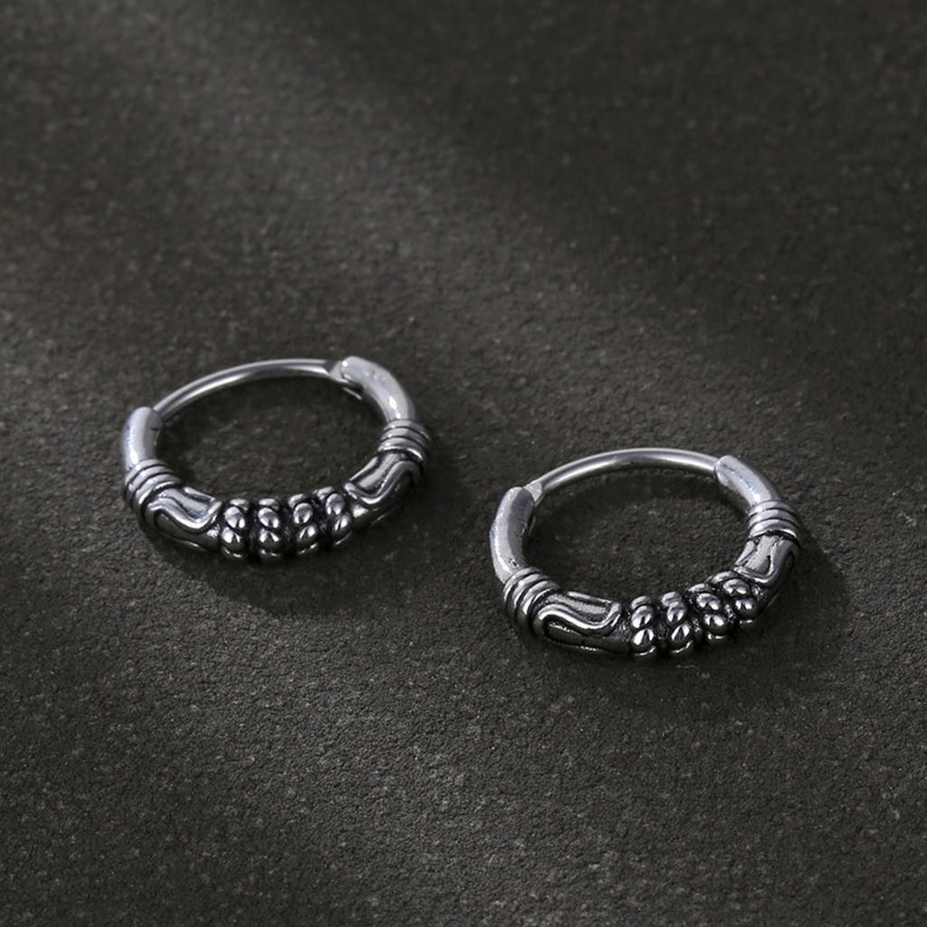 Mprainbow Retro Geometric Hoop Earrings,Men's Irregular Circular Earrings with Ear Holes,Never Rust Jewelry