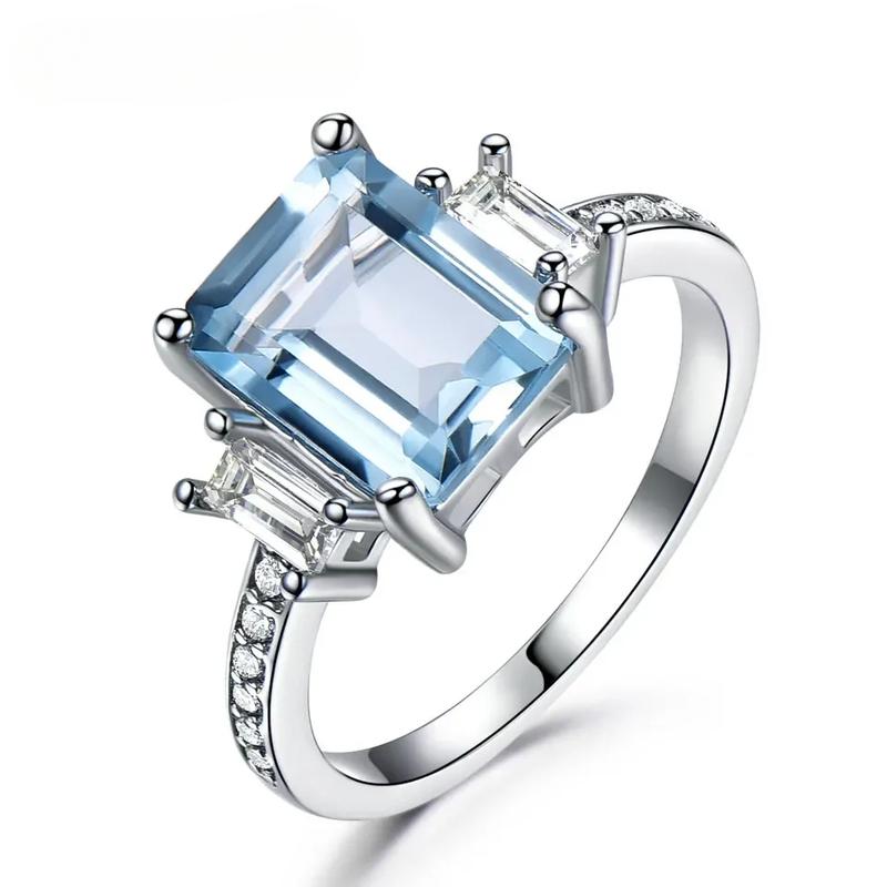 925 Sterling Silver Luxury Nano Sky Blue Topaz Gemstone Ring For Women Birthday Party Anniversary Fine Jewelry Gift Accessorie