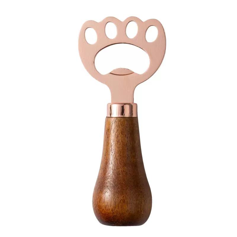 JOYBLISS 1PC Beer Bottle Opener Solid Wood Handle Stainless Steel Bottle Opener for Household Use
