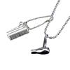 Unisex Hair Dryer Scissors Comb Pendant Chain Necklace Barber Kit Hairdresser Gift
