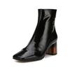 Square Ankle Boots Point Heel 6cm Black Brown 011846020