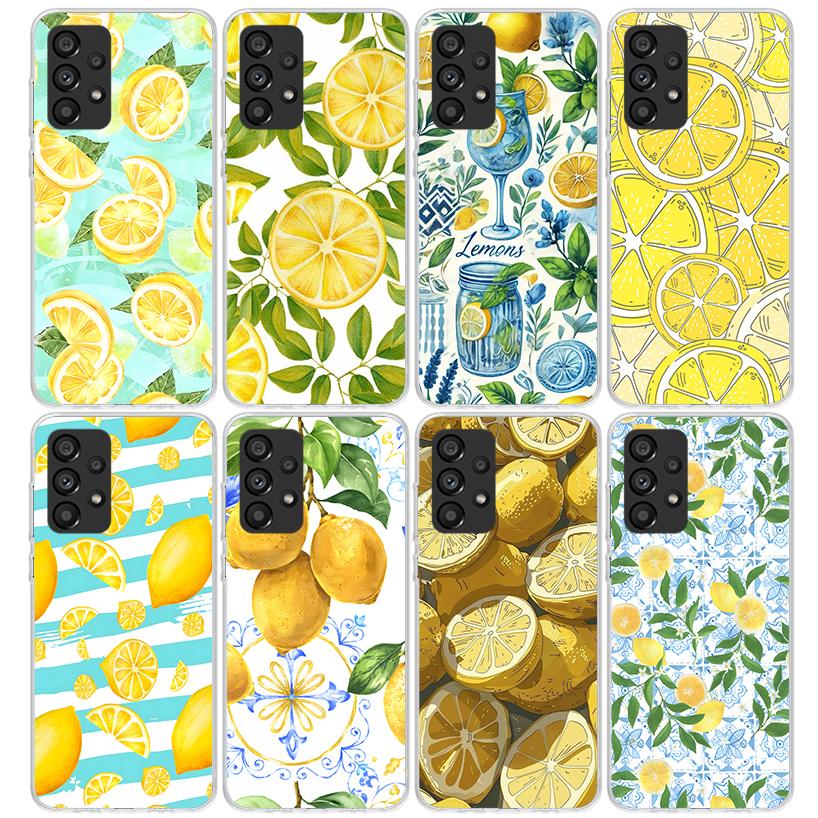 Summer Fruits Lemon Phone Case For Samsung Galaxy A12 A52S A42 A32 A22 A51 A50 Note 20 Ultra 10 S10 Plus A71 A70 A31 A30 A10S Ga