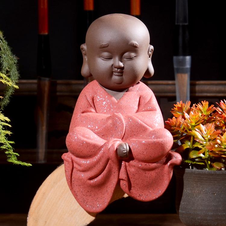 Zen Novice Monk Zisha Ceramic Figurine - Creative Home Tea Pet Ornament