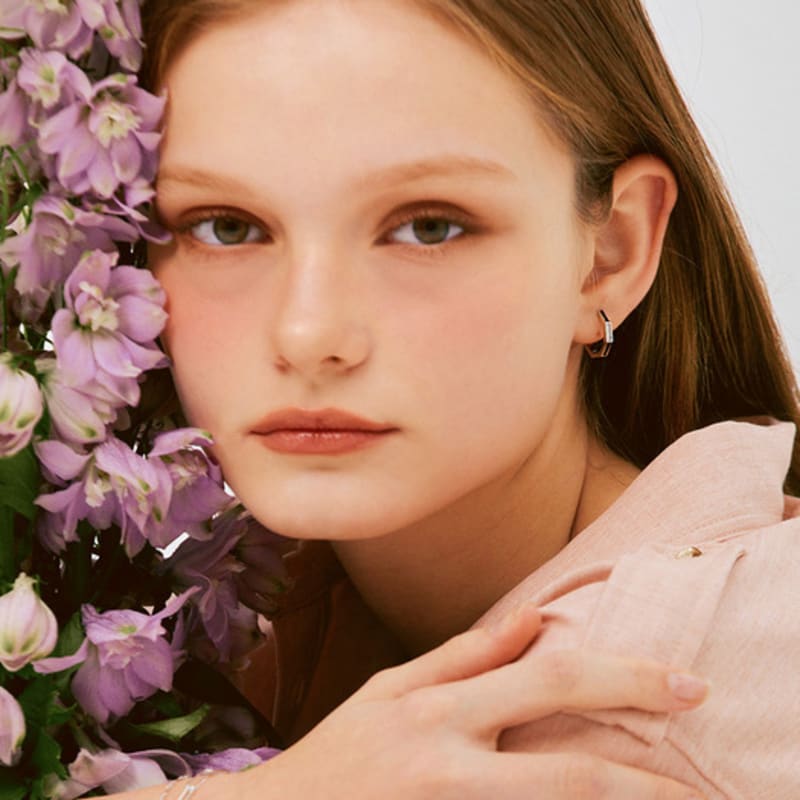 

JYDDM 925 Color Block Ring Earrings BLACK