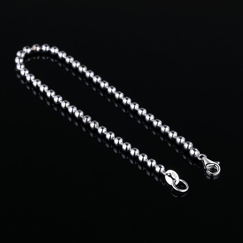 Trendy Polished Ball Chain S925 Sterling Silver Bead Ball Chain Bracelet for Women