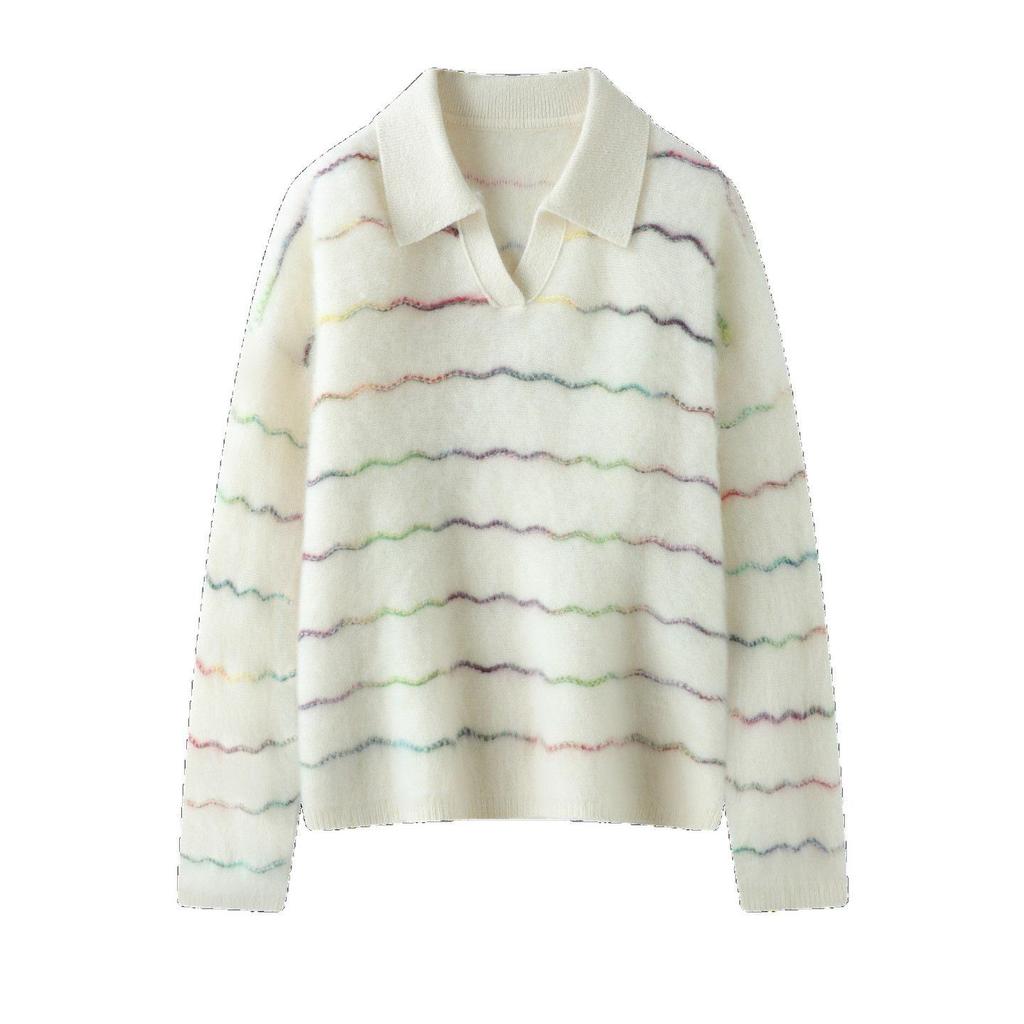 Autumn/Winter 2026 Women's Striped Cashmere Wool Knit Sweater