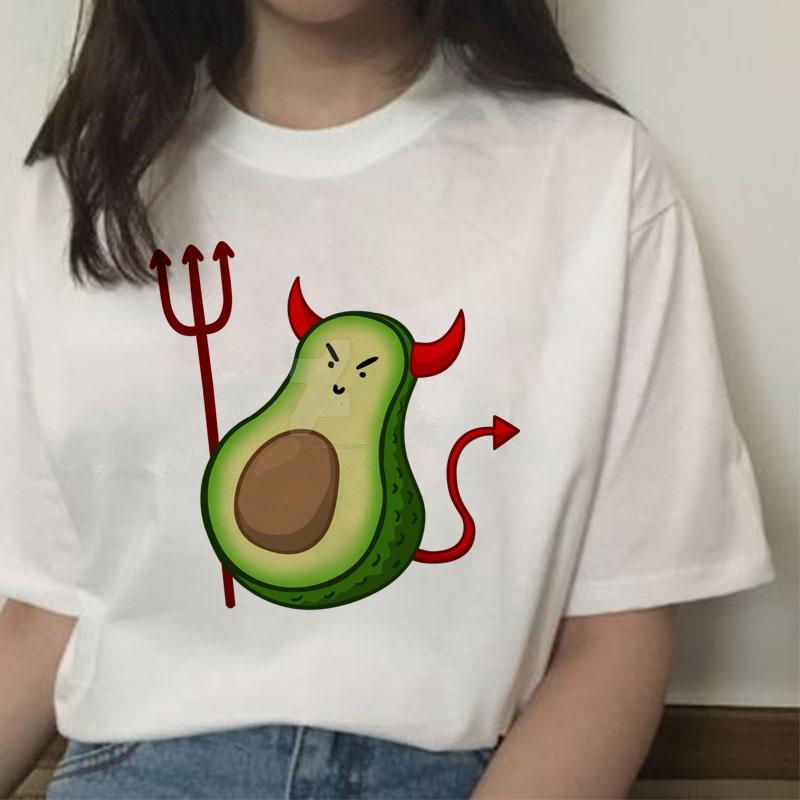 Avocado Women Vegan Femme Ulzzang 90S Harajuku Kawaii Vintage T Shirt Funny Tshirt Graphic T-Shirt Style Female Aesthetic Korean