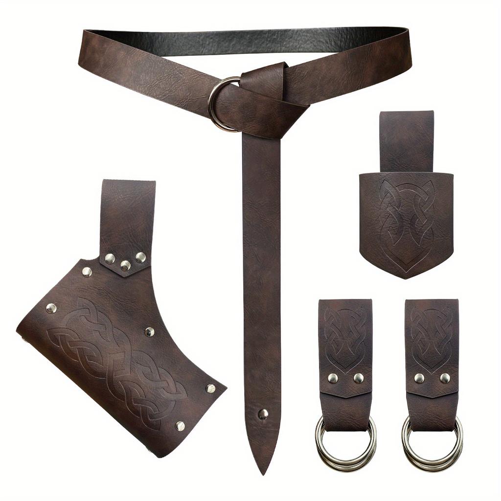 Viking Cosplay Essential! Medieval Waist 5-Piece Set, Nordic Retro Style Cosplay Props Full of Ambiance