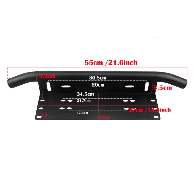 Universal Car Front License Plate Bull Bar Bumper Mount Bracket with 4'' LED Work Light Fog Lamp Holder Offroad Truck Trailer