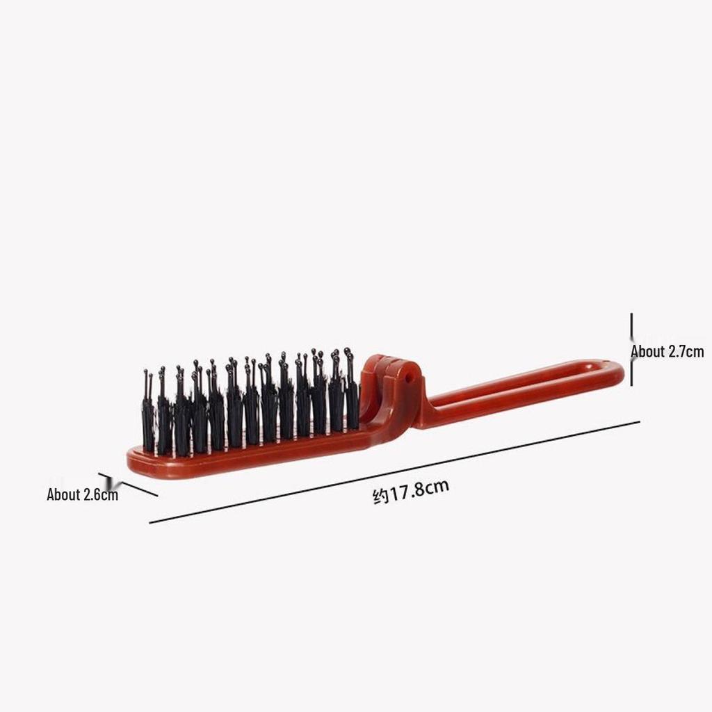 Portable Folding Boar Bristle Comb for Straight & Curly Hair - Unisex Travel Massage Comb