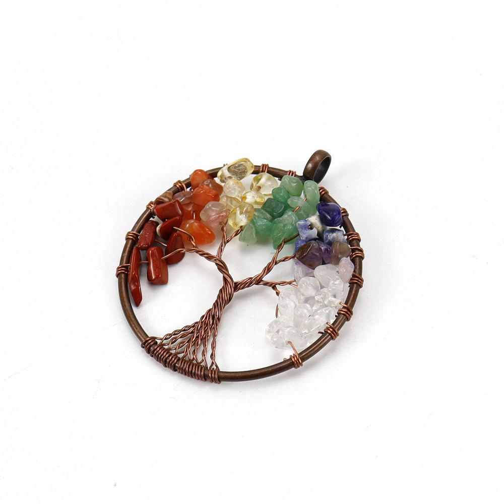 Jewelry Natural Gravel Crystal Tree Of Life Colorful Natural Stone Fortune Tree Love Necklace Pendant N151