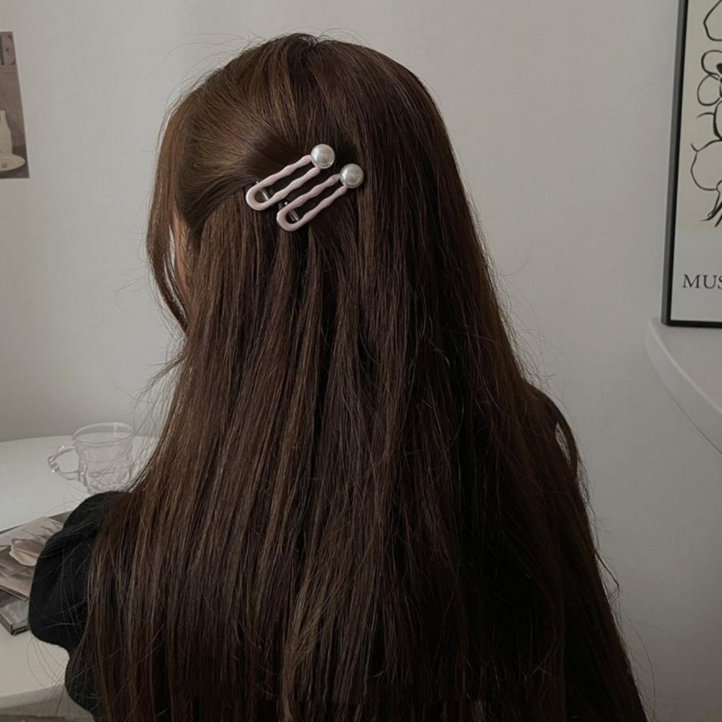 1PC Sea Salt Pink ~ Premium, Pearl, Metal Hair Clips, Women, Bangs Clips, Back of Head, Headpieces, Hair Accessories, Side Clips