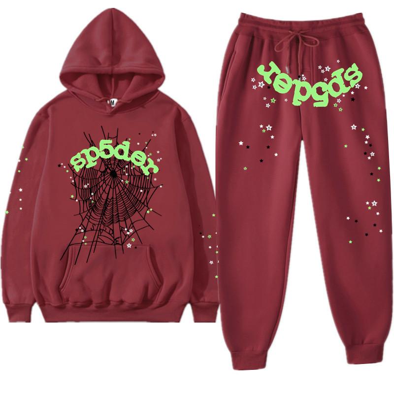 European and American Trendy Hip-hop Singer Letter Sp5der Printed Couple Sweater Men's and Women's Hoodies Sweatshirt Set
