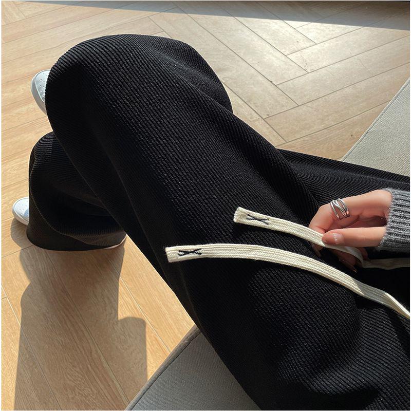 Women's High Waist Corduroy Knit Pants - Autumn/Winter 2024 Velvet Lined