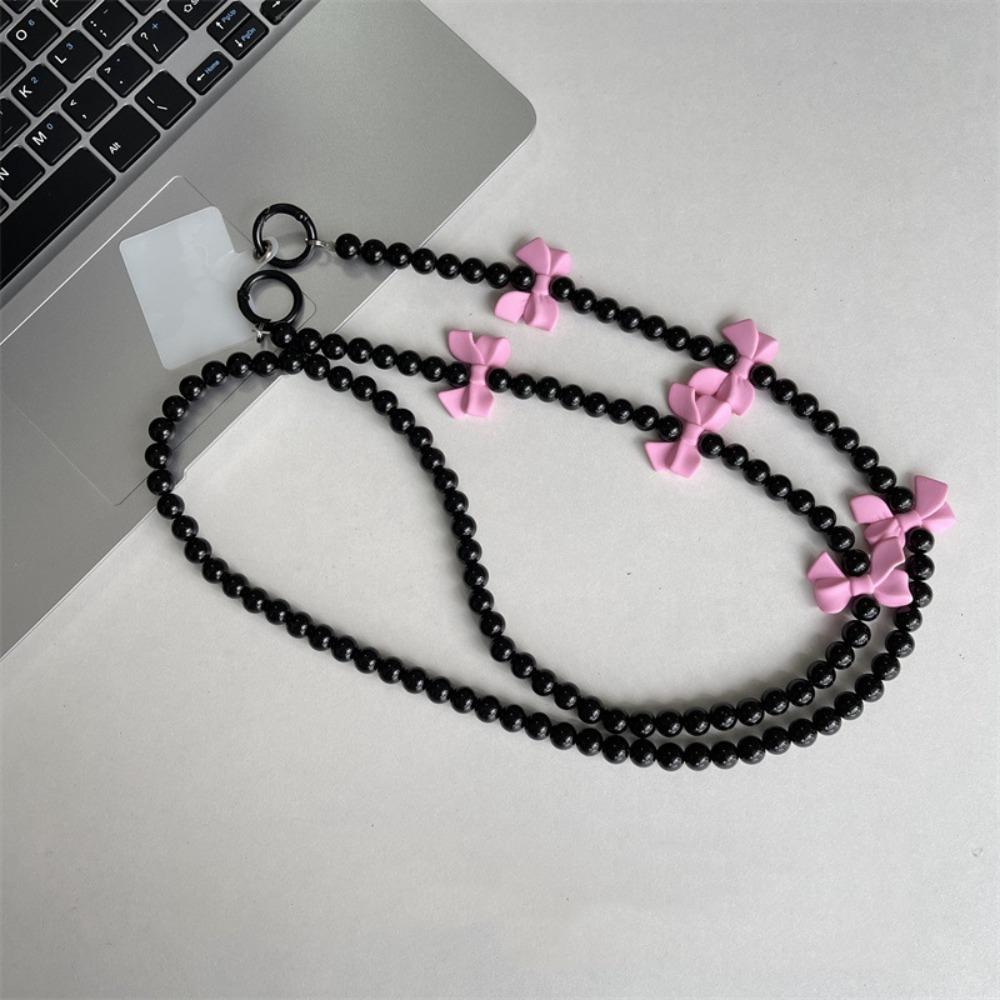 Long Long Crossbody Phone Chain Bow Cellphone Lanyard Kawaii Beads Phone Strap  Phone Accessories