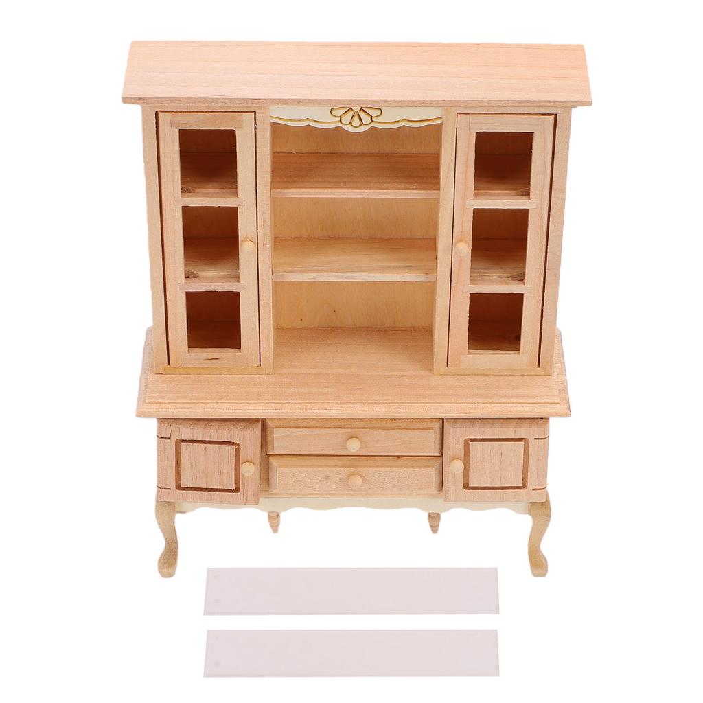 1:12 Scale Dollhouse Miniature Cabinet Wooden Unpainted Miniature Cupboard with Drawers