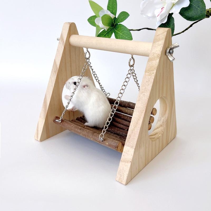 Wooden Hamster Toys, Apple Branch Swing, Hammock, Golden Thread Bear Shuttling and Playing, Tree Hole Pet, Teething, Landscaping Supplies