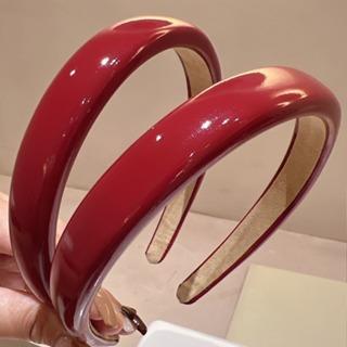 Vintage Red Headband Female Autumn Winter Leather Premium Headband High Cranial Crown Hair Accessories