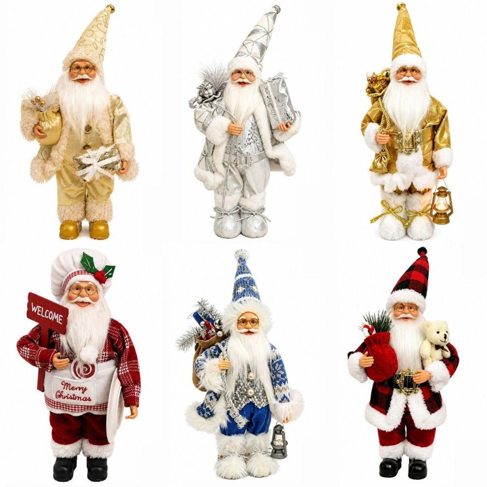 12 Inch Standing Santa Doll Cute Large Santa Figurine Santa Claus Doll Christmas Gifts