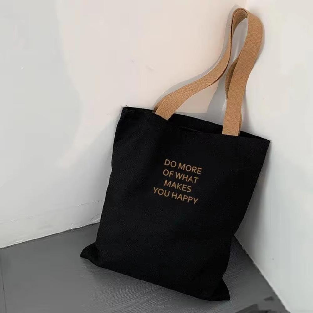 

Trendy Canvas Tote Bag Eco Reusable Bag High Capacity Shopper Bags Girl Power Shoulder Strap Shoulder Bag for Ladies