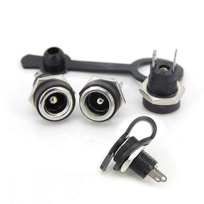 10 stücke 5,5x2,1mm 5,5x2,5mm DC Weibliche Panel Montieren Power Jack Buchse Versorgung Anschluss Stecker Adapter 2 Terminal Typ DC stecker mit abdeckung kappe