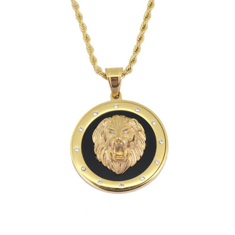 Brand New Hip Hop Punk Necklace Round Lion Head Pendant Fashionable Hip Hop Jewelry