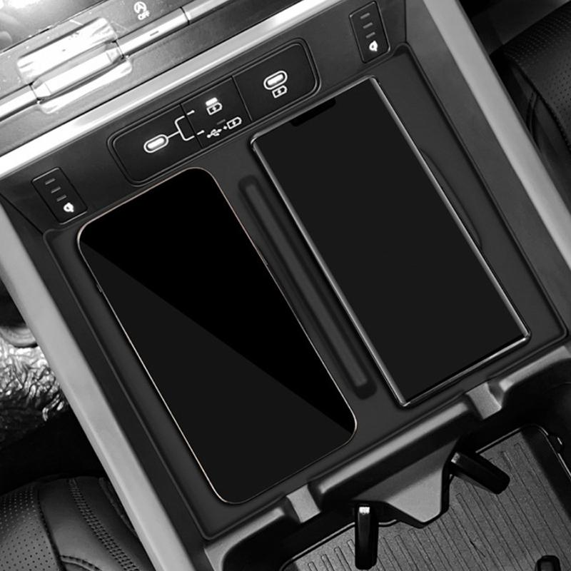1 Piece For Hyundai Santa Fe 2024 Auto Interior Accessories Wireless Charger Mat Central Armrest Pvc Black Mats