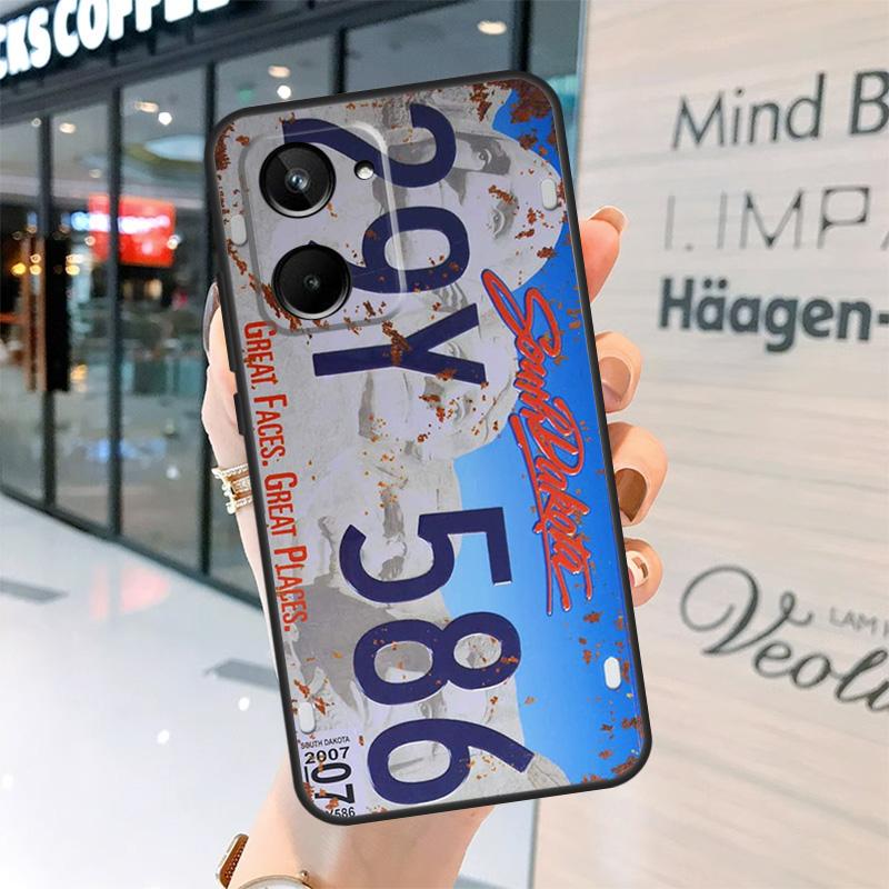 Retro Funny License Plate Case For Realme 15 Pro 12 11 13 14 Pro Plus GT6 GT7 C55 C51 C53 C25 C63 C61 C65 C67 C71 C75